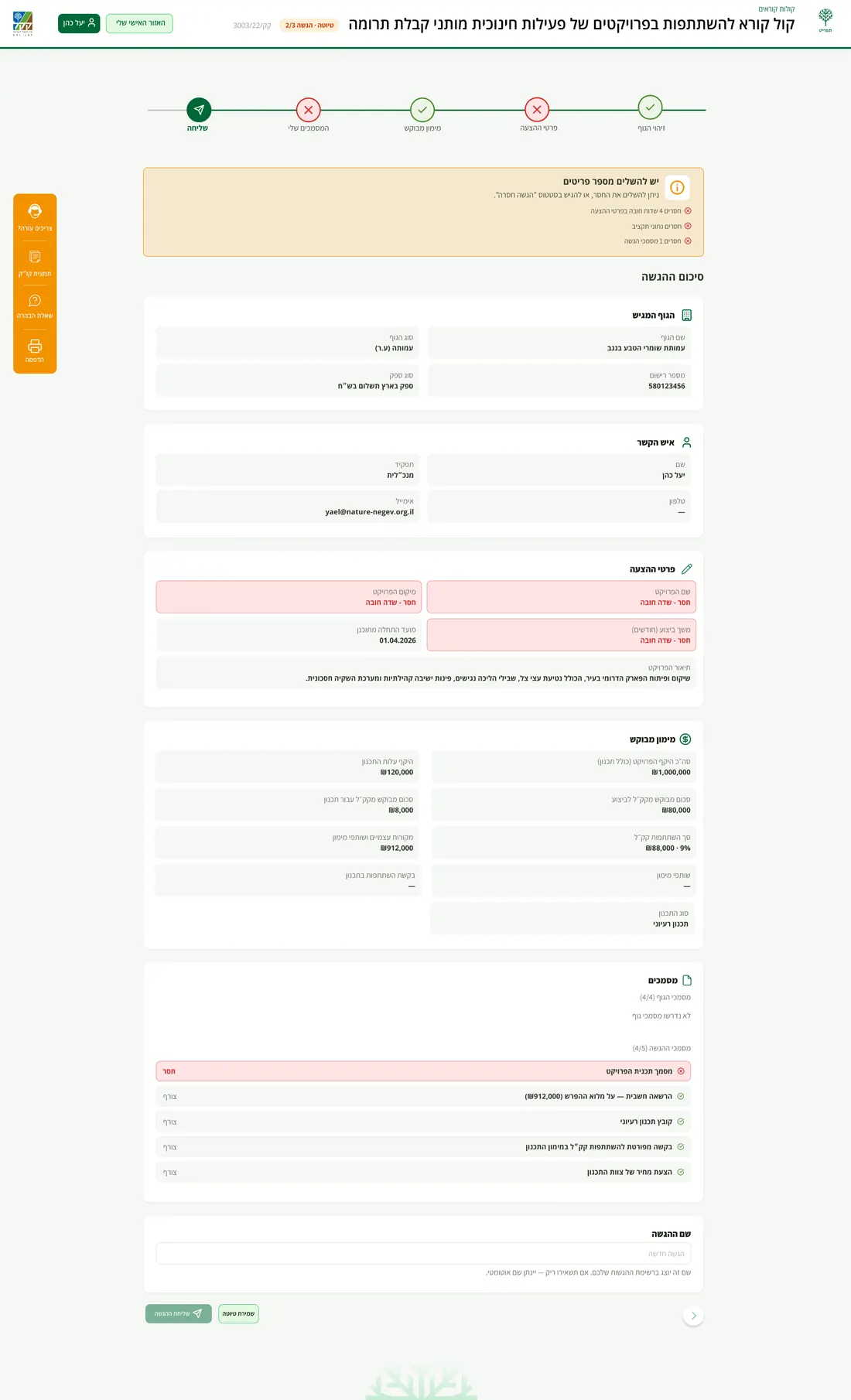 Summary before submitting