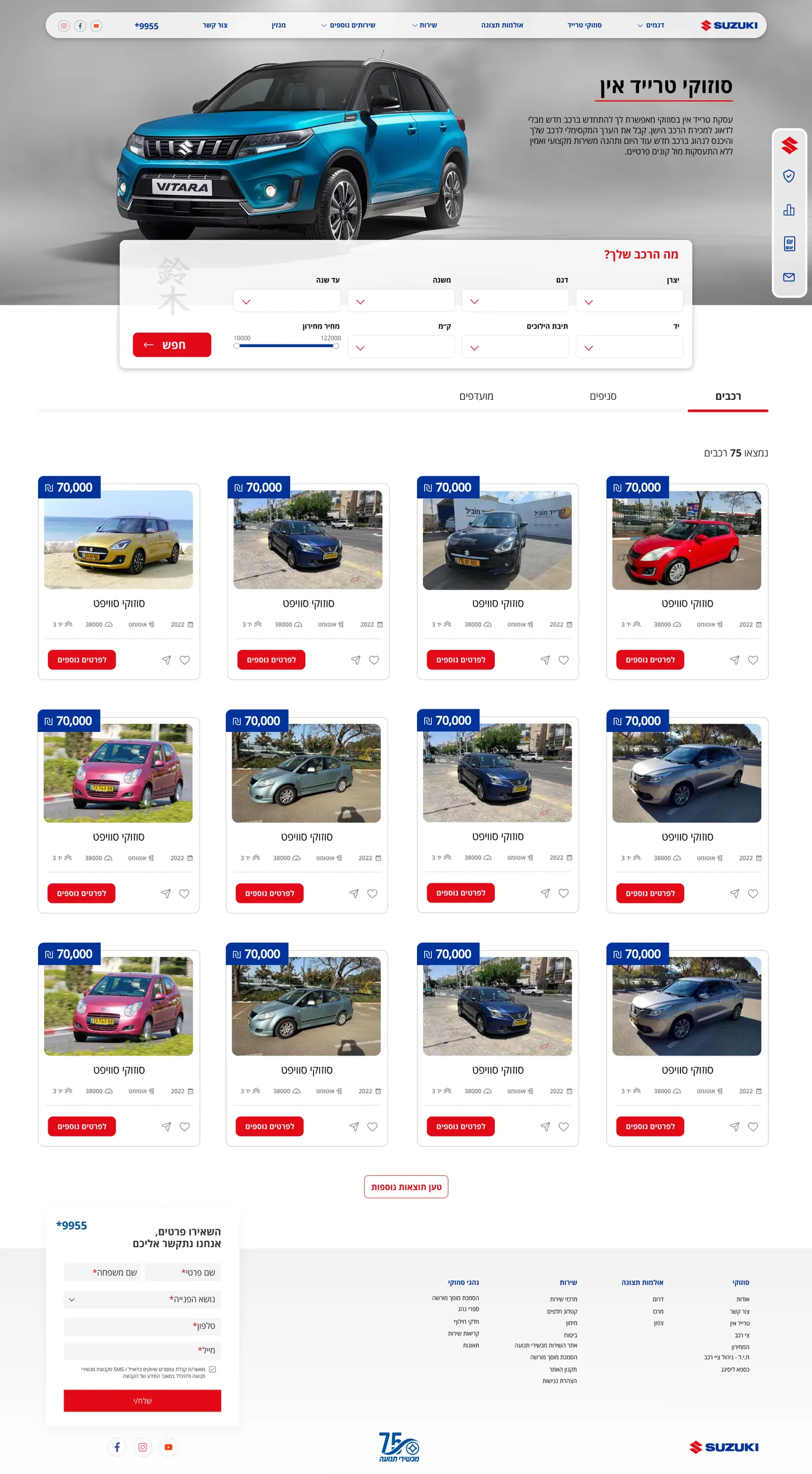 Suzuki Trade In used car search with filters